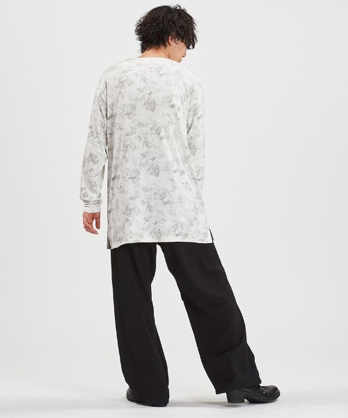 NO ID.(ノーアイディ)の「mlt5538-UnevenプリントテレコPO プルオーバー(458006-403T)(Tシャツ/カットソー・メンズ・ホワイト/ブラック・ONE SIZE)」の11枚目の写真