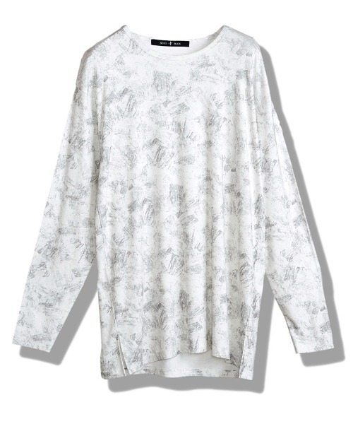 NO ID.(ノーアイディ)の「mlt5538-UnevenプリントテレコPO プルオーバー(458006-403T)(Tシャツ/カットソー・メンズ・ホワイト/ブラック・ONE SIZE)」の16枚目の写真