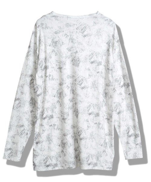 NO ID.(ノーアイディ)の「mlt5538-UnevenプリントテレコPO プルオーバー(458006-403T)(Tシャツ/カットソー・メンズ・ホワイト/ブラック・ONE SIZE)」の7枚目の写真