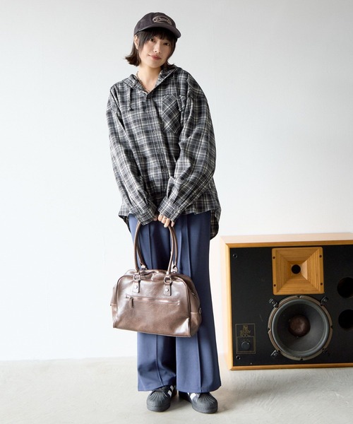 PBLIM（ページボーイリム）の「《UNISEX》チェックフードシャツ（シャツ/ブラウス・レディース・グレー/ブラック・FREE）」の7枚目の写真