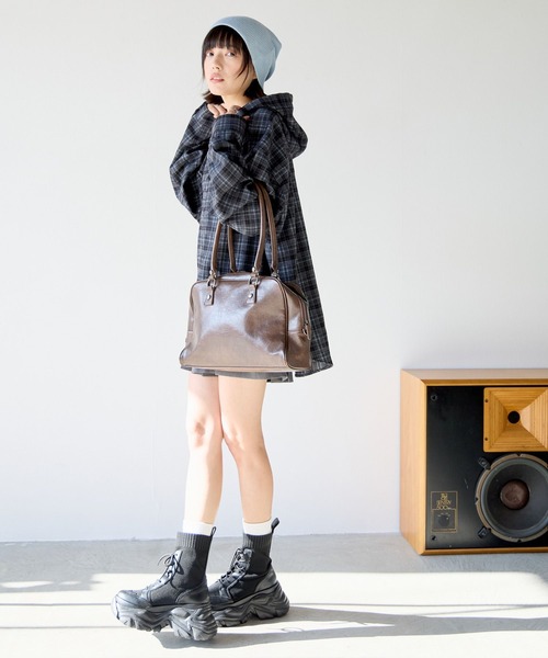 PBLIM（ページボーイリム）の「《UNISEX》チェックフードシャツ（シャツ/ブラウス・レディース・グレー/ブラック・FREE）」の15枚目の写真