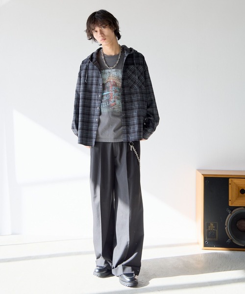 PBLIM（ページボーイリム）の「《UNISEX》チェックフードシャツ（シャツ/ブラウス・レディース・グレー/ブラック・FREE）」の21枚目の写真