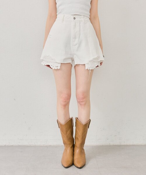 mystic（ミスティック）の「レースポケットショートパンツ（デニムパンツ・レディース・ネイビー/オフホワイト・FREE）」の15枚目の写真