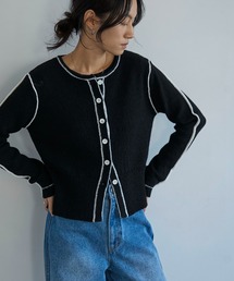 配色ニットカーディガン