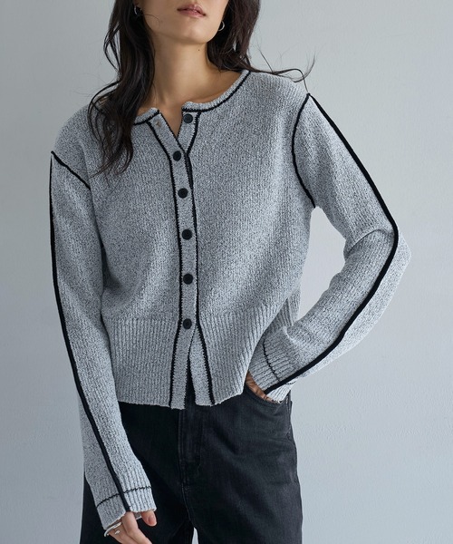 meilmada(メイルマダ)の「配色ニットカーディガン(カーディガン/ボレロ・レディース・グレー/ブラック・FREE)」の3枚目の写真