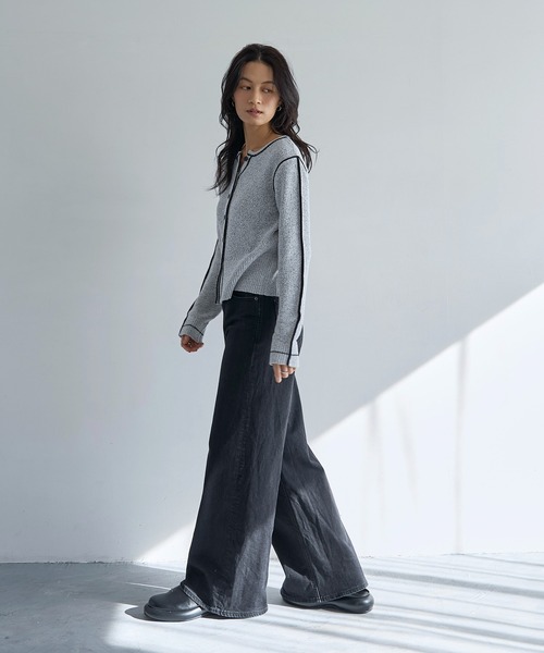 meilmada(メイルマダ)の「配色ニットカーディガン(カーディガン/ボレロ・レディース・グレー/ブラック・FREE)」の8枚目の写真