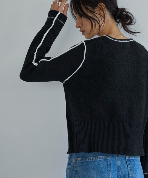 meilmada(メイルマダ)の「配色ニットカーディガン(カーディガン/ボレロ・レディース・グレー/ブラック・FREE)」の16枚目の写真