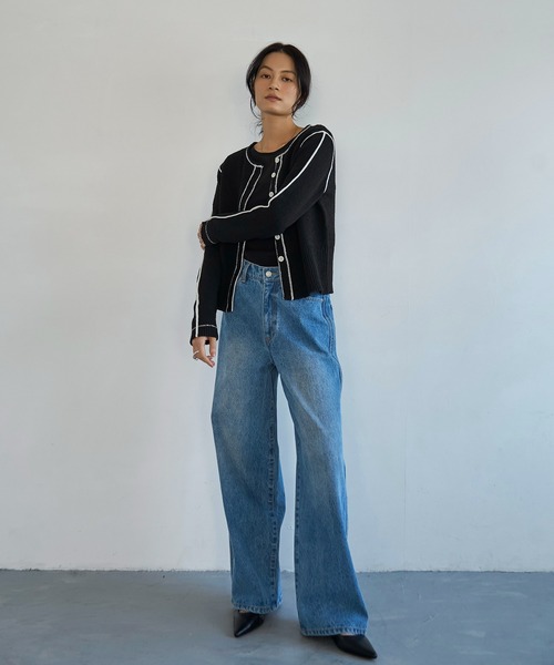 meilmada(メイルマダ)の「配色ニットカーディガン(カーディガン/ボレロ・レディース・グレー/ブラック・FREE)」の17枚目の写真