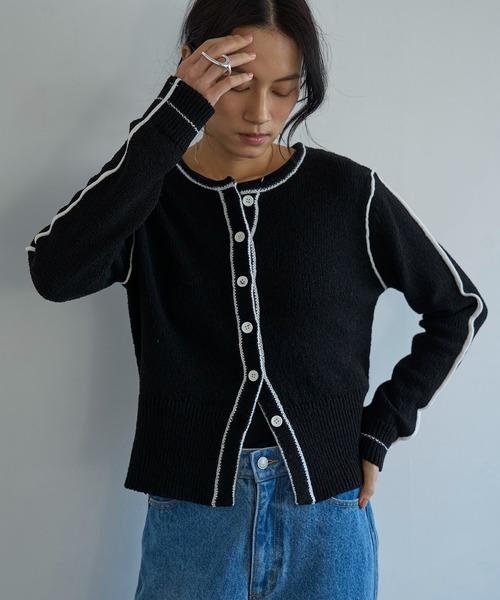 meilmada(メイルマダ)の「配色ニットカーディガン(カーディガン/ボレロ・レディース・グレー/ブラック・FREE)」の13枚目の写真