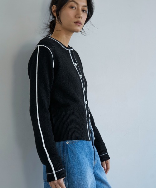 meilmada(メイルマダ)の「配色ニットカーディガン(カーディガン/ボレロ・レディース・グレー/ブラック・FREE)」の15枚目の写真