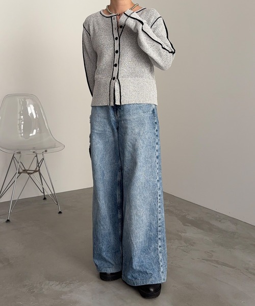 meilmada(メイルマダ)の「配色ニットカーディガン(カーディガン/ボレロ・レディース・グレー/ブラック・FREE)」の10枚目の写真