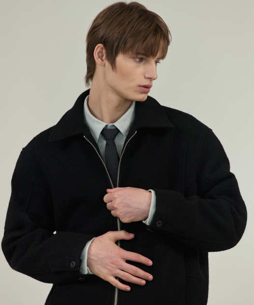 MINDBRIDGE（マインドブリッジ）の「[COUTURE]ウール混合ブークレジップアップブルゾン（ブルゾン・メンズ・ブラック・100/110/95/105）」の5枚目の写真