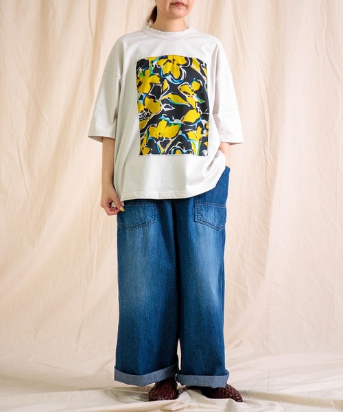 prit（プリット）の「[prit] 天竺×ローンラフボタニカルプリント 5分袖フレームTシャツ（Tシャツ/カットソー・レディース・ホワイト系その他/ホワイト系その他2・FREE）」の18枚目の写真