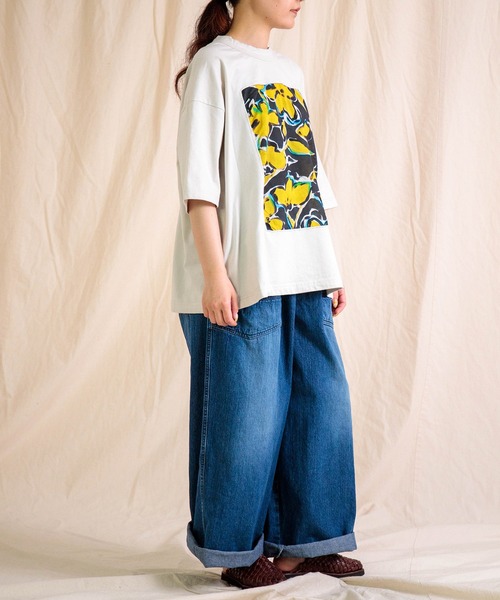 prit（プリット）の「[prit] 天竺×ローンラフボタニカルプリント 5分袖フレームTシャツ（Tシャツ/カットソー・レディース・ホワイト系その他/ホワイト系その他2・FREE）」の17枚目の写真