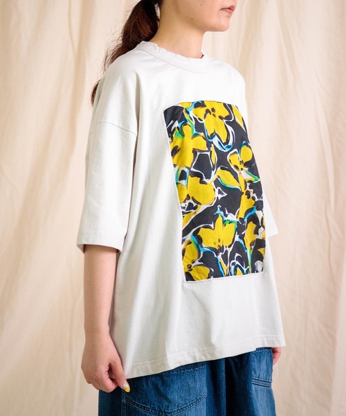 prit（プリット）の「[prit] 天竺×ローンラフボタニカルプリント 5分袖フレームTシャツ（Tシャツ/カットソー・レディース・ホワイト系その他/ホワイト系その他2・FREE）」の19枚目の写真