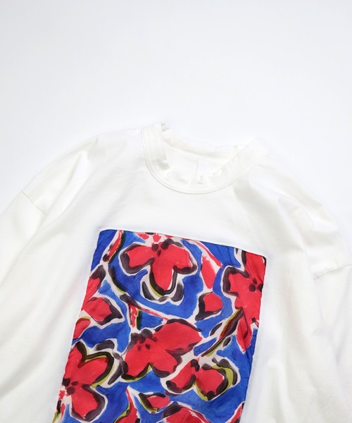 prit（プリット）の「[prit] 天竺×ローンラフボタニカルプリント 5分袖フレームTシャツ（Tシャツ/カットソー・レディース・ホワイト系その他/ホワイト系その他2・FREE）」の4枚目の写真
