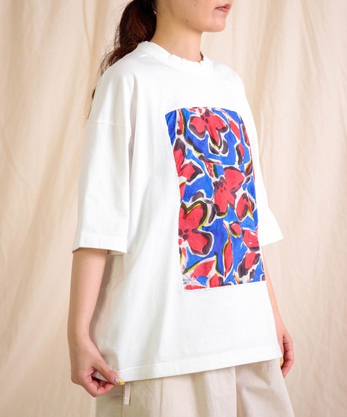prit（プリット）の「[prit] 天竺×ローンラフボタニカルプリント 5分袖フレームTシャツ（Tシャツ/カットソー・レディース・ホワイト系その他/ホワイト系その他2・FREE）」の13枚目の写真
