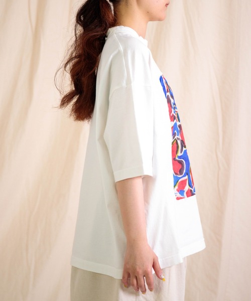 prit（プリット）の「[prit] 天竺×ローンラフボタニカルプリント 5分袖フレームTシャツ（Tシャツ/カットソー・レディース・ホワイト系その他/ホワイト系その他2・FREE）」の7枚目の写真