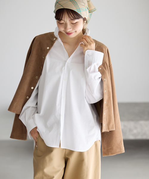 IENA（イエナ）の「T/C プレーンシャツ（シャツ/ブラウス・レディース・ホワイト/ピンク/ブルー・FREE）」の8枚目の写真