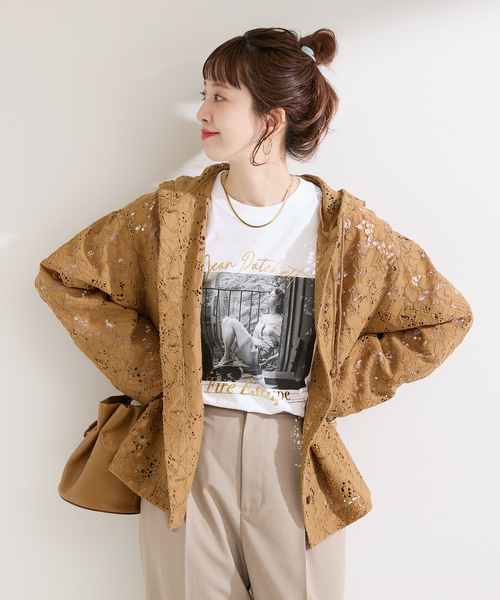 B.C STOCK(ベーセーストック)の「手洗い可 / レースフードシャツ(シャツ/ブラウス・レディース・ブラック/ホワイト/キャメル・FREE)」の8枚目の写真