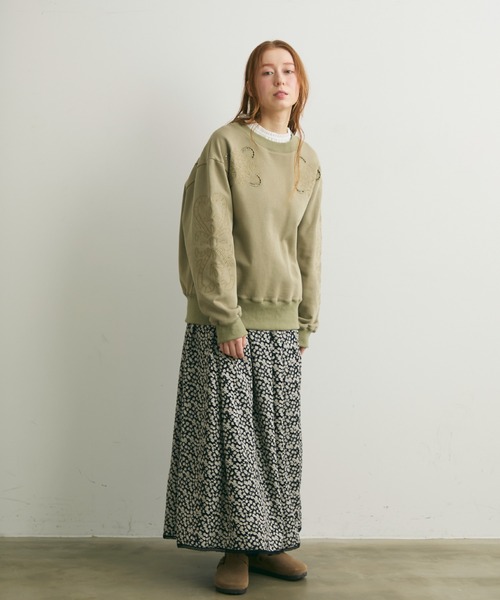 Crisp（クリスプ）の「フラワーギャザースカート（スカート・レディース・ベージュ/ブラック・FREE）」の17枚目の写真