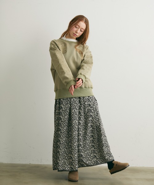 Crisp（クリスプ）の「フラワーギャザースカート（スカート・レディース・ベージュ/ブラック・FREE）」の18枚目の写真