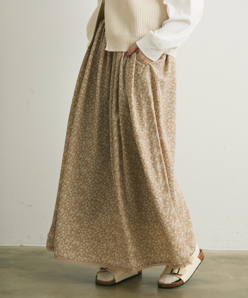 Crisp（クリスプ）の「フラワーギャザースカート（スカート・レディース・ベージュ/ブラック・FREE）」の10枚目の写真