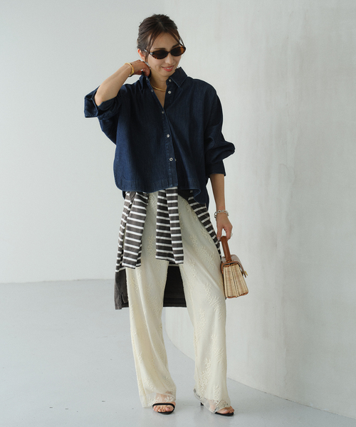 VERMEIL par iena（ヴェルメイユパーイエナ）の「Soft Lace パンツ（その他パンツ・レディース・ブラック/ホワイト・38/36）」の9枚目の写真