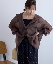【Aunely】 軽やか 楊柳 シアーエア フード シャツ/マシンウォッシャブル＜YOSOOIシリーズ＞