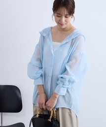 Aunely（オーネリー）の「【Aunely】 軽やか 楊柳 シアーエア フード シャツ/マシンウォッシャブル＜YOSOOIシリーズ＞（シャツ/ブラウス）」