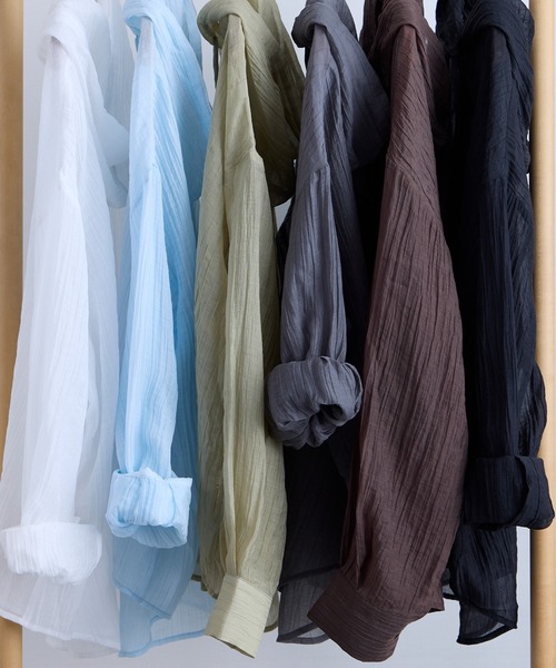 Aunely（オーネリー）の「【Aunely】 軽やか 楊柳 シアーエア フード シャツ/マシンウォッシャブル＜YOSOOIシリーズ＞（シャツ/ブラウス・レディース・ライトブルー/ブラウン/チャコールグレー/オフホワイト/ブラック/ベージュ・M/L）」の10枚目の写真