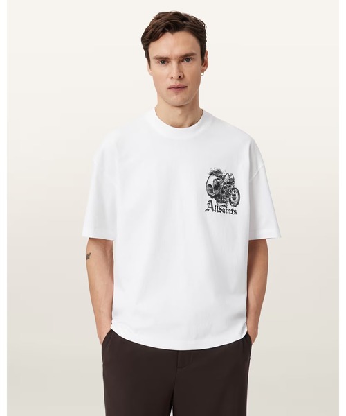 ALLSAINTS(オールセインツ)の「PANHEAD OVERSIZED GRAPHIC T-SHIRT | PANHEAD オーバーサイズ グラフィック Tシャツ(Tシャツ/カットソー・メンズ・ホワイト・XS/S/L/XL/M)」の1枚目の写真