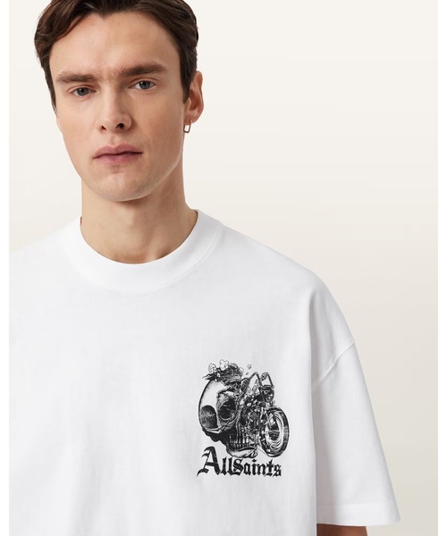 ALLSAINTS(オールセインツ)の「PANHEAD OVERSIZED GRAPHIC T-SHIRT | PANHEAD オーバーサイズ グラフィック Tシャツ(Tシャツ/カットソー・メンズ・ホワイト・XS/S/L/XL/M)」の4枚目の写真