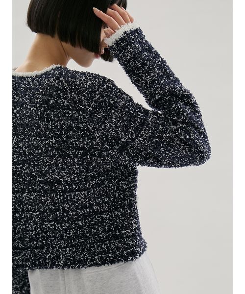 emmi（エミ）の「ツイードライクニットジャケット（カーディガン/ボレロ・レディース・ホワイト/ライトブルー/ネイビー・F）」の11枚目の写真