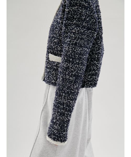 emmi（エミ）の「ツイードライクニットジャケット（カーディガン/ボレロ・レディース・ホワイト/ライトブルー/ネイビー・F）」の12枚目の写真