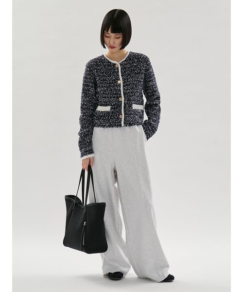 emmi（エミ）の「ツイードライクニットジャケット（カーディガン/ボレロ・レディース・ホワイト/ライトブルー/ネイビー・F）」の17枚目の写真