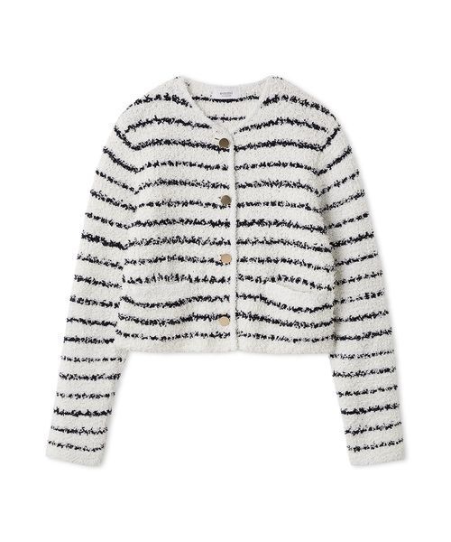 emmi（エミ）の「ツイードライクニットジャケット（カーディガン/ボレロ・レディース・ホワイト/ライトブルー/ネイビー・F）」の8枚目の写真