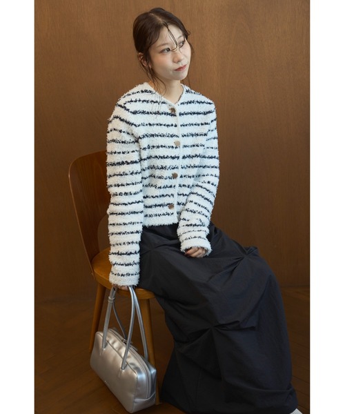 emmi（エミ）の「ツイードライクニットジャケット（カーディガン/ボレロ・レディース・ホワイト/ライトブルー/ネイビー・F）」の18枚目の写真
