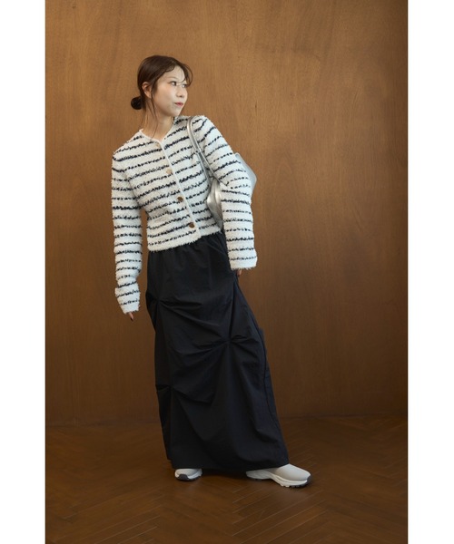 emmi（エミ）の「ツイードライクニットジャケット（カーディガン/ボレロ・レディース・ホワイト/ライトブルー/ネイビー・F）」の6枚目の写真