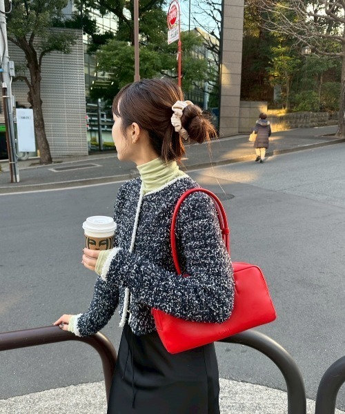 emmi（エミ）の「ツイードライクニットジャケット（カーディガン/ボレロ・レディース・ホワイト/ライトブルー/ネイビー・F）」の5枚目の写真