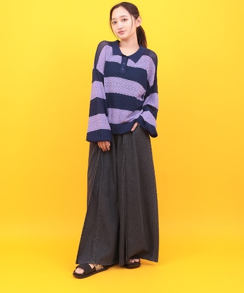 チチカカ(チチカカ)の「Orale! フロントタックワイドデニムパンツ(デニムパンツ・レディース・ブラック/インディゴブルー・FREE)」の3枚目の写真