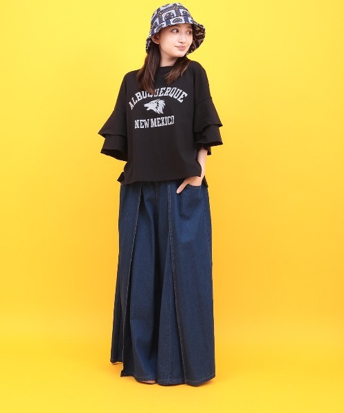 チチカカ(チチカカ)の「Orale! フロントタックワイドデニムパンツ(デニムパンツ・レディース・ブラック/インディゴブルー・FREE)」の5枚目の写真