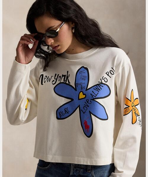 POLO RALPH LAUREN(ポロ ラルフ ローレン)の「フローラル グラフィック ジャージー ロングスリーブ Tシャツ(Tシャツ/カットソー・レディース・ホワイト・XS/XL/L/M/S)」の5枚目の写真