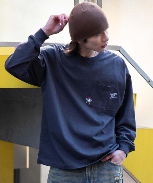 WEGO(ウィゴー)の「WEGO/【26年春夏新作】ポケット刺繍BIG T(LS)(Tシャツ/カットソー・メンズ・ホワイト/アッシュグレー/スミクロ・LARGE/MEDIUM)」の3枚目の写真