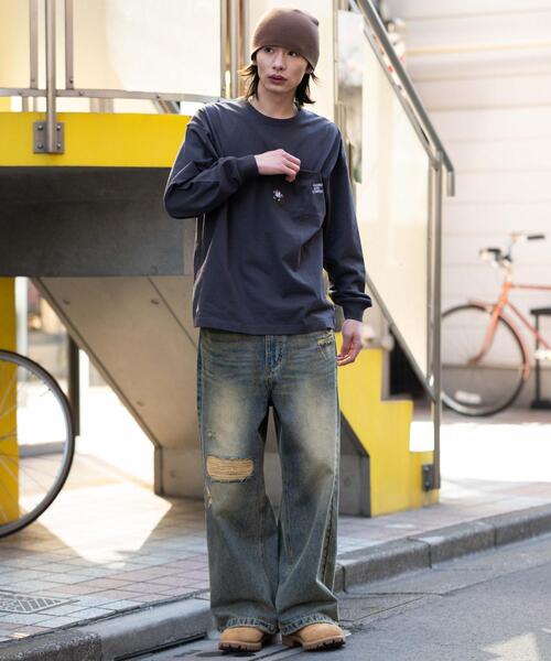 WEGO(ウィゴー)の「WEGO/【26年春夏新作】ポケット刺繍BIG T(LS)(Tシャツ/カットソー・メンズ・ホワイト/アッシュグレー/スミクロ・LARGE/MEDIUM)」の11枚目の写真