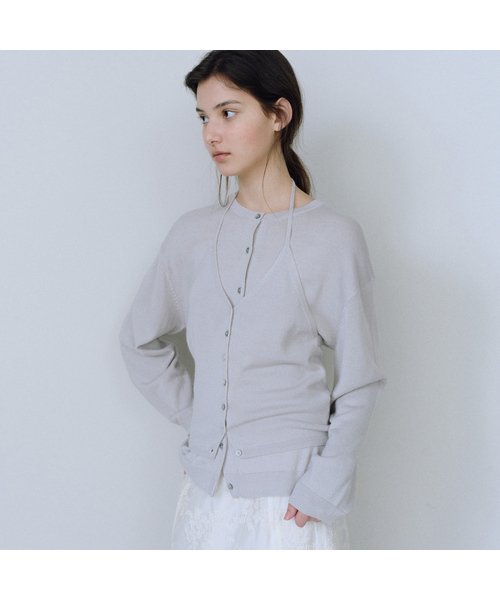 URAGO(ユラーゴ)の「Monet round button cardigan(カーディガン/ボレロ・レディース・チャコールグレー/ネイビー/ライトグレー・FREE)」の1枚目の写真