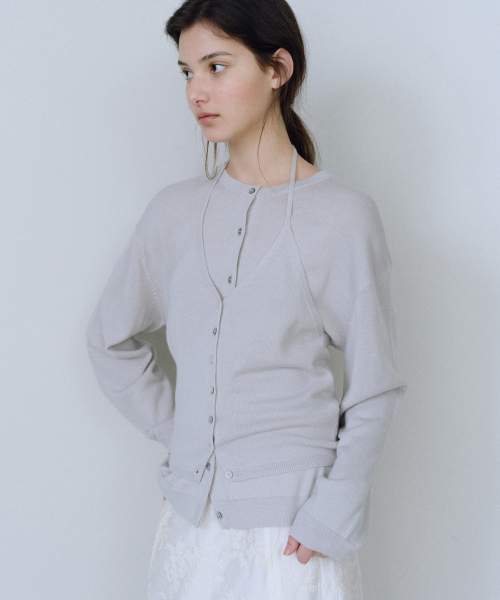URAGO(ユラーゴ)の「Monet round button cardigan(カーディガン/ボレロ・レディース・チャコールグレー/ネイビー/ライトグレー・FREE)」の7枚目の写真