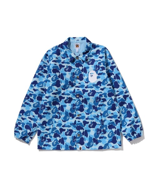 A BATHING APE(アベイシングエイプ)の「ABC CAMO COLLEGE COACH JACKET(ミリタリージャケット・キッズ・ブルー/グリーン/ピンク・160/150)」の1枚目の写真
