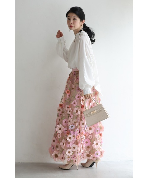 ⚠️GWセール⚠️新品♡春満開お花に包まれるベールロングスカート 春満開お花に包まれるベールロングスカート 【公式通販】