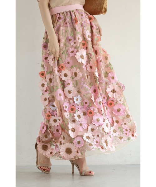 ⚠️GWセール⚠️新品♡春満開お花に包まれるベールロングスカート 春満開お花に包まれるベールロングスカート 【公式通販】